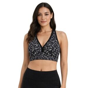 Peak Falls Apparel Women's Sports Bra Size S Black Gray Marble Print Racerback